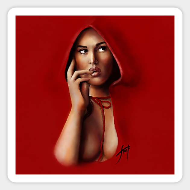 Sexy Red Riding Hood, Monica Bellucci Sticker by ArtInPi